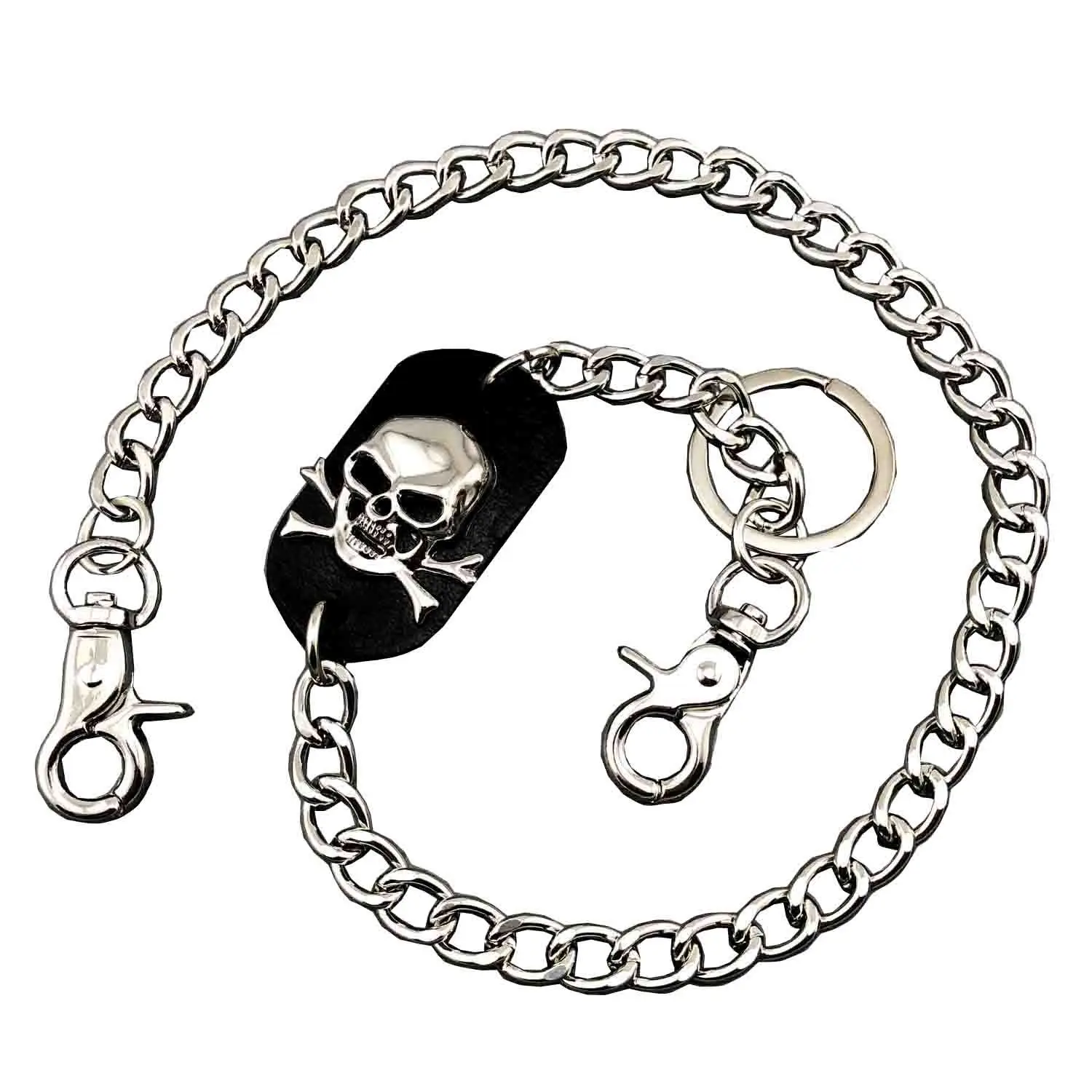 

Long Metal Wallet Belt Chain Rock Punk Trousers Hipster Pant Jean Keychain Silver Ring Clip Keyring Men's HipHop Jewelry BL88
