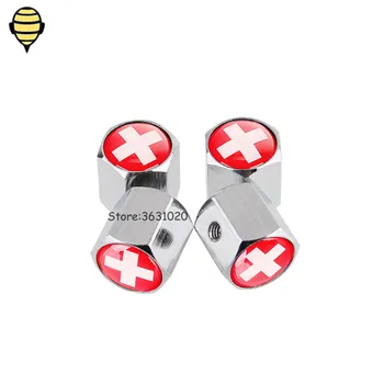 

Car Accessories Auto Wheel Tire Valve Stem Caps for Switzerland Flag for Honda Holden VW GTI Sagitar Chevrolet Cadillac BMW