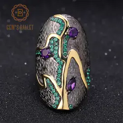 GEM'S балет Джорджия О 'кеффе 0.80Ct натуральный аметист 925 пробы серебро ручной работы палец кольца ветви шаблон кольцо для женщин