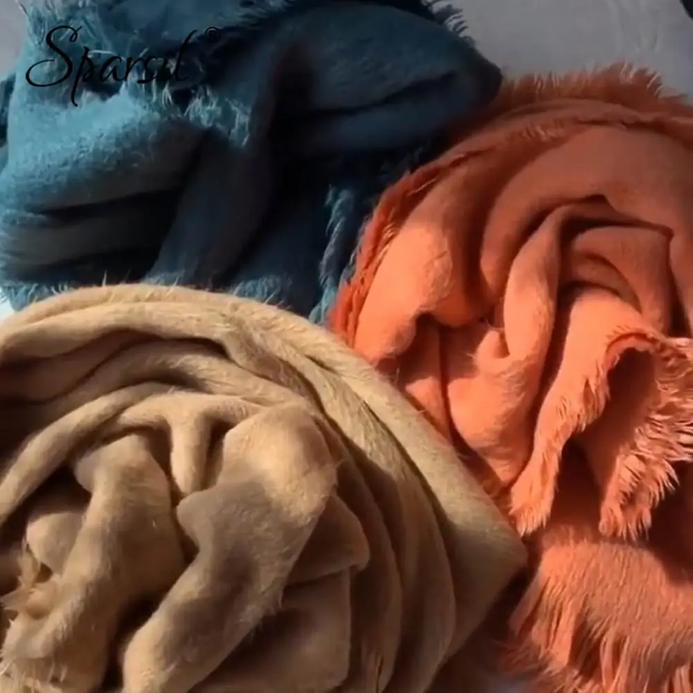 Spasril осень зима пушистый шарф шаль сплошной цвет имитация кашемира большие шарфы теплые мягкие стильные дамские шеи теплее Pashmere