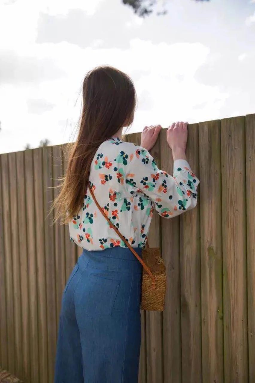 Show As Tops Nuevas Viscosa Estilo 2018 Cuello Manga Blusa De Mujeres Impresión Sweet Floral Francés Picture Larga ZOwU6xqO