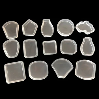 

14 Pcs/set Mirror Crystal Epoxy DIY Geometric Triangle Square Jewelry Decorative Handmade Pendant Silicone Mold