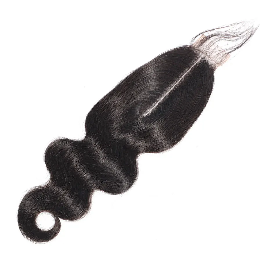 2*6 перуанские синтетические волосы волнистые с детскими волосами средняя часть Remy человеческие волосы для наращивания закрытие швейцарское кружево натуральный цвет Piaoyi