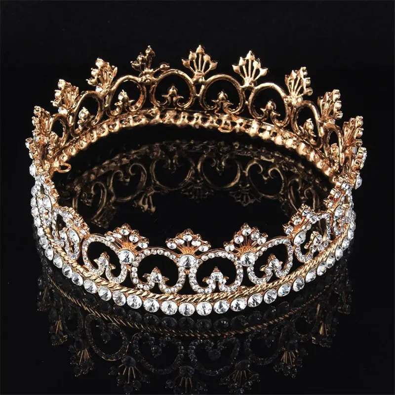 Круглый queen Король Корона Свадебные украшения для волос выпускного диадемы и