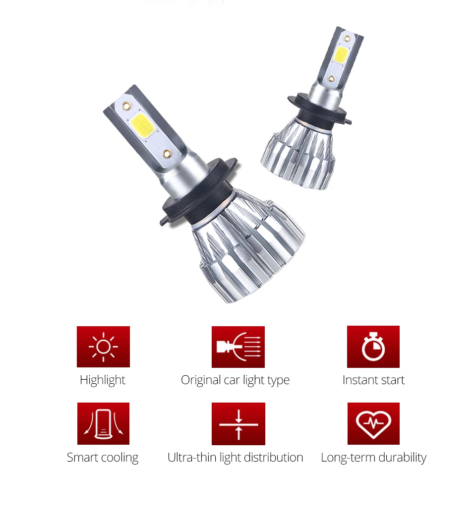Mini H4 H7 Led Fanless Car Headlight  Bulbs 4300K 12V 9005 HB3 9006 HB4 H1 Luces Led Para Auto 5000LM H3 H11 50W 6500K Led Light (2)
