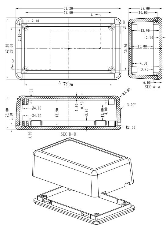 plastic enclosure for electronics control box szomk diy enclosure junction box plastic housing small abs instrument enclosure distribution box black plastic box enclosure electronics case   (17).jpg