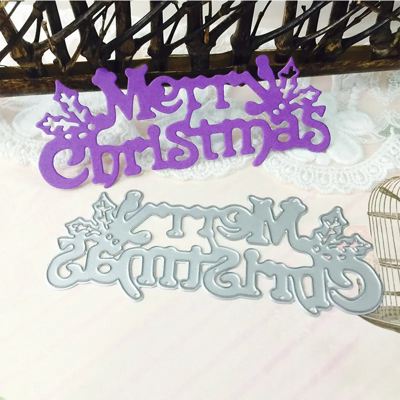 

Merry Christmas Metal Cutting Dies for Scrapbooking DIY Album Embossing Folder Paper Card Maker Template Decor Stencils Crafts