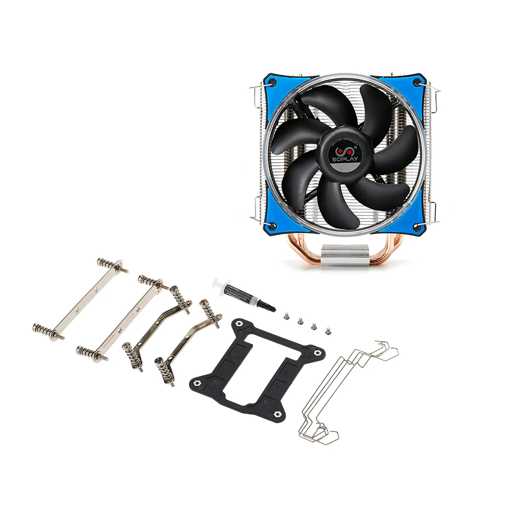 SOPLAY cpu Cooler 4 тепловые трубки 4pin 12 см светодиодный вентилятор ПК компьютер для Intel LGA 115X AMD все серии охлаждения процессора радиатор вентилятор