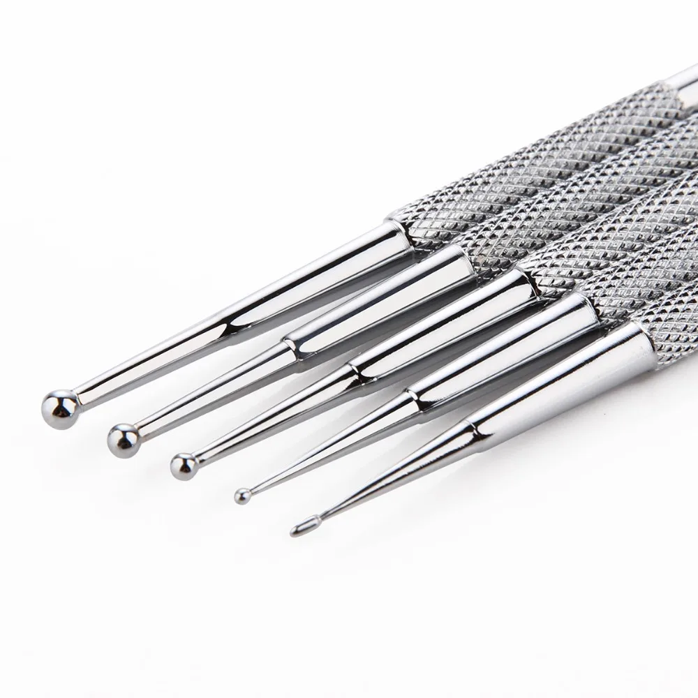 

160 Set/ Lot 5 Pcs Stainless Steel 2 Way Marbleizing Dotting Pen Set For Nail Manicure Pedicure Tools Gel Nail Art Pen F0337XX