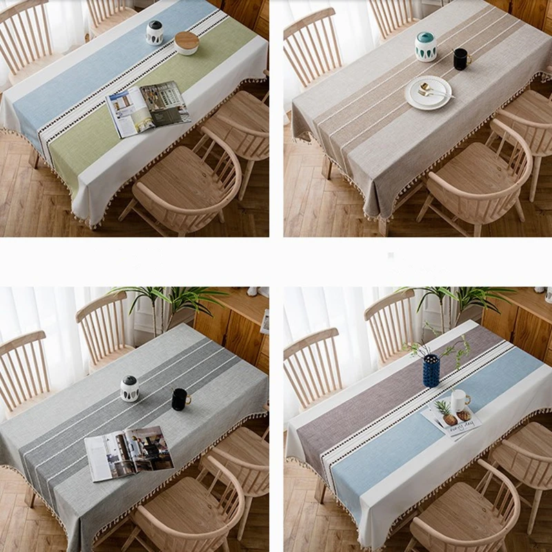 

1 piece of table cloth waterproof rectangle square shape home textile cotton lining blending table cover tablecloth active dyed