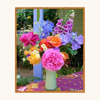 

New Diy Full Drill Diamond Painting Cross Stitch Kits 5d Rhinestones Square Resin Mosaic Diamond Embroidery Vase Flowers