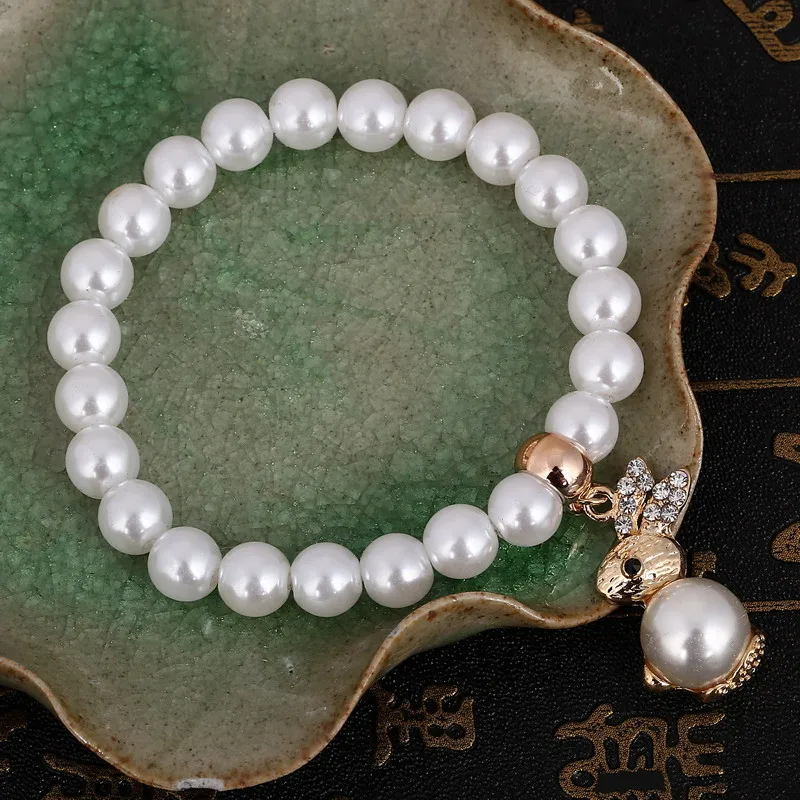 Fahsion Crystal Imitation Pearl Bracelets For Women Rabbit Pendant Bracelets & Bangles Pulseras Mujer Jewelry 159 Fahsion Crystal Imitation Pearl Bracelets For Women Rabbit Pendant Bracelets & Bangles Pulseras Mujer Jewelry 159