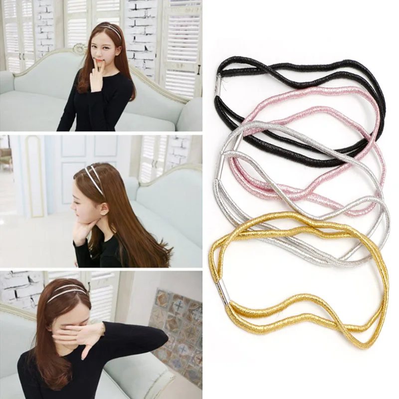Trendy Elastic Double Headband Head Piece Hair Band Jewelry Lady