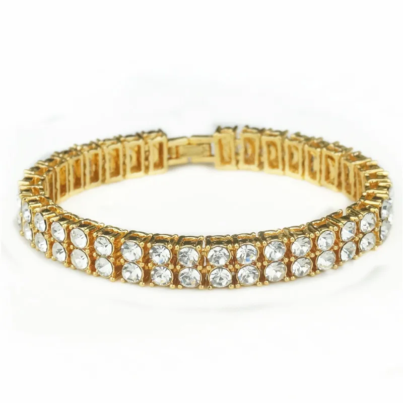 

New hip-hop hot 2 row double row chain men's AAA Bracelet Watch Chain Bracelet