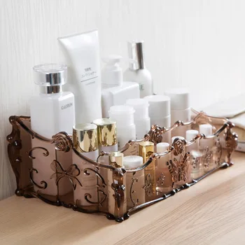 

European Style Rose Cosmetics Storage Box Acrylic Makeup Organizer Home Jewelry Box Makeup Display Box Bathroom Storage Boxes