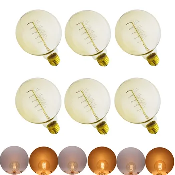 

6 pcs/lot Edison Light Bulb G95R E27 Incandescent Bulbs Vintage Filament light bulb Antique Edison Tungsten Lamp Home Decor bulb