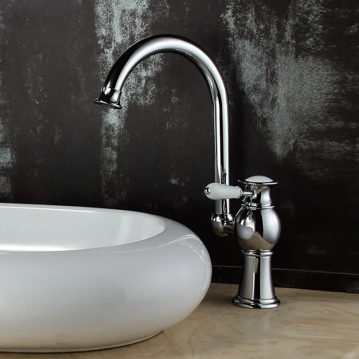 Contemporary Chrome Finish Brass Single Hole Kitchen Sink Faucet Bar Tap