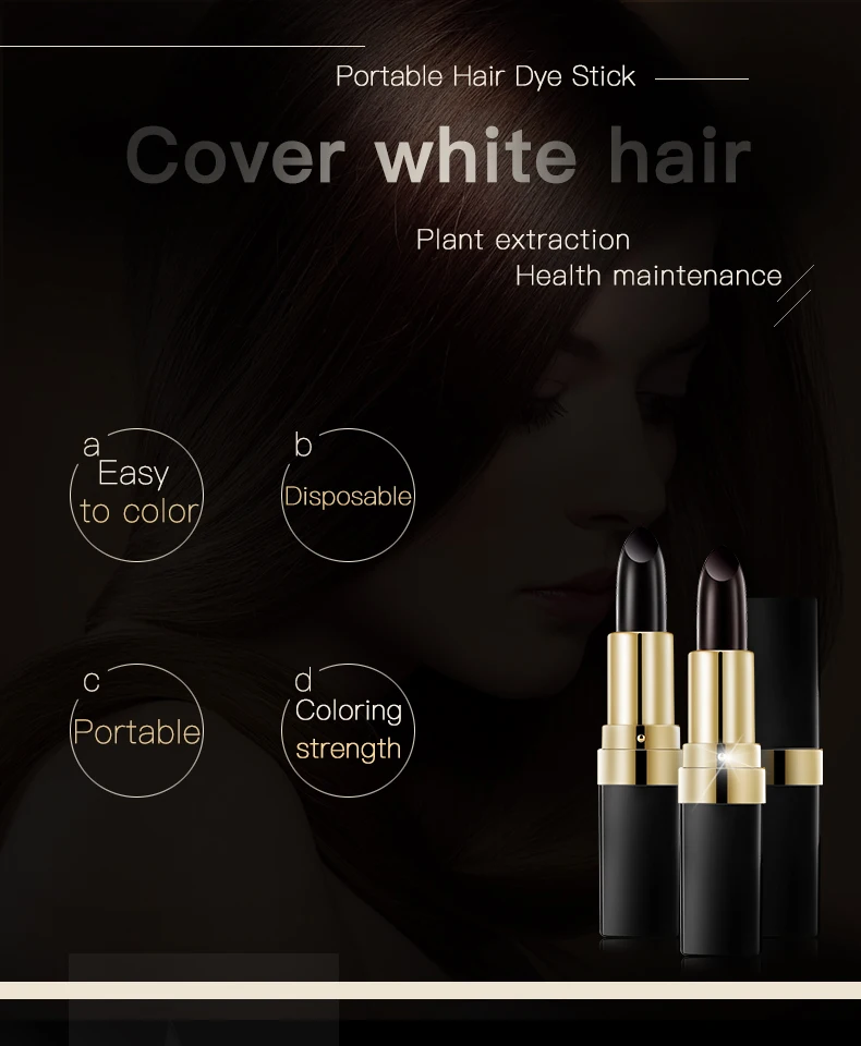 One-Time Hair dye Instant Gray Root Coverage Hair Color Modify Cream Stick Temporary Cover Up White Hair Colour Dye 3.8g