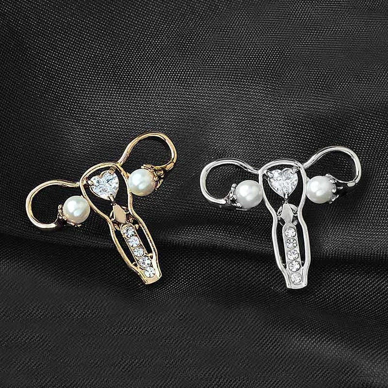 

Woman's Womb Shape Pin Brooches Pearl Heart crystal men women Gynecology Medicine Symbol Doctors and nurses gift