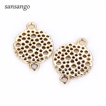 

10pcs Golden Round Hollow Holes Flower Connectors Charms Beads For Jewelry Making Findings DIY Bracelets Earring Fit Unisex Gift