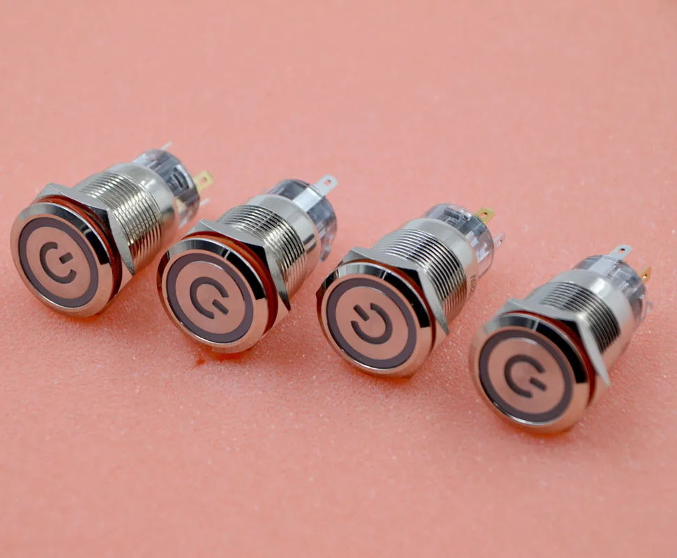 

GONGFENG 10pcs NEW 19mm 220V metal Button Switch Power Supply self-reset Waterproof with lamp Special Wholesale Free Shipping