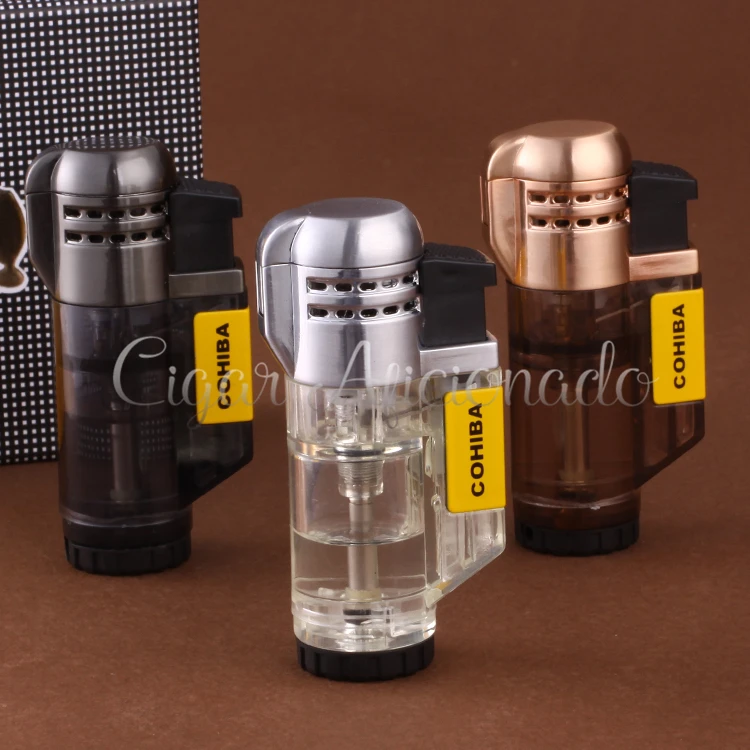 COHIBA Mini Pocket Size Plastic&Metal Butane Gas Windproof Triple Torch