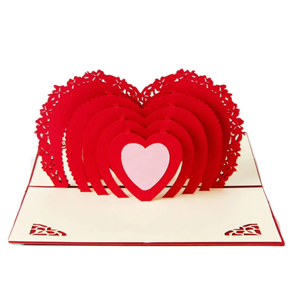 Романтическая бумага 3D лазерные поздравительные открытки День Святого Валентина открытки пожелания пара этикет крафт