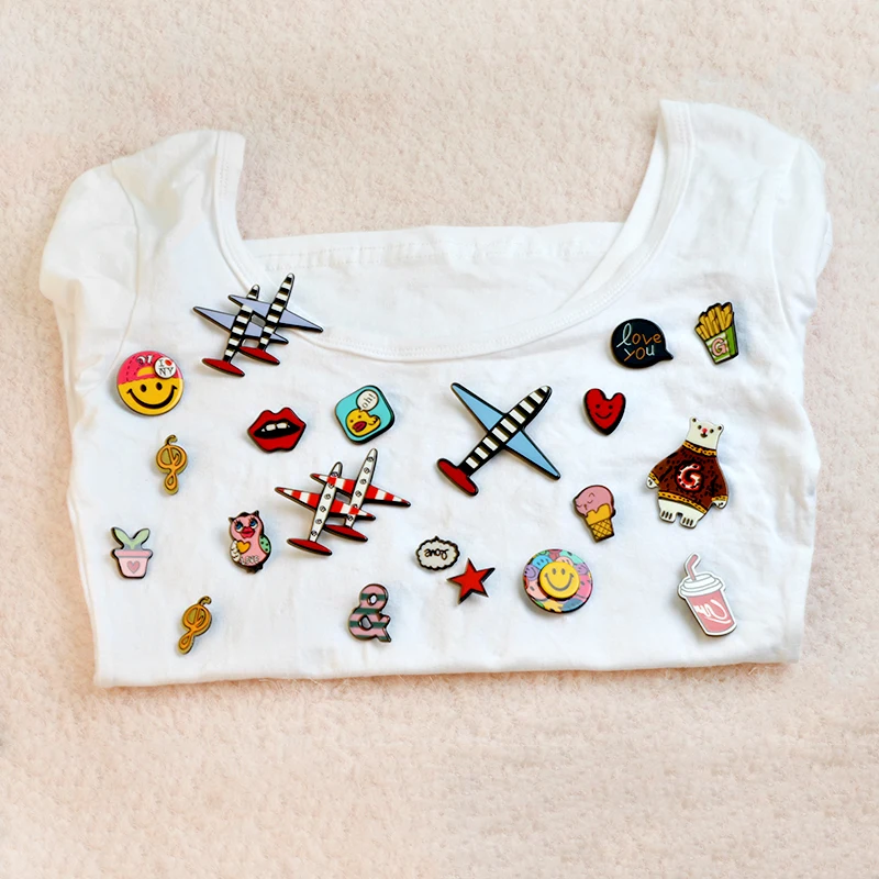 Multiple sets Mini Cartoon Lapel Enamel pins Childhood Memories Denim