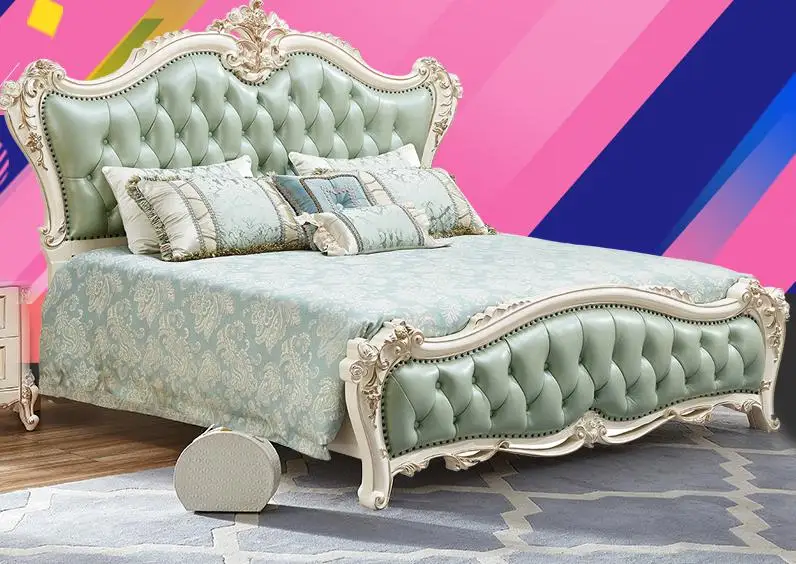 Foshan Factory wholesale New classical genuine leather bedroom set bed Foshan Factory wholesale New classical genuine leather bedroom set bed