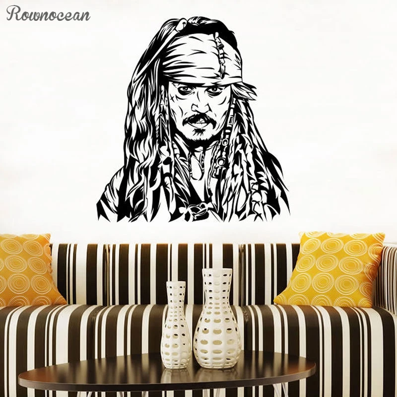 

Captain Jack Sparrow Mural Fan Decals Children's Decorative Stickers Pirates Of The Caribbean Vinyl Posters Art Designs SP14