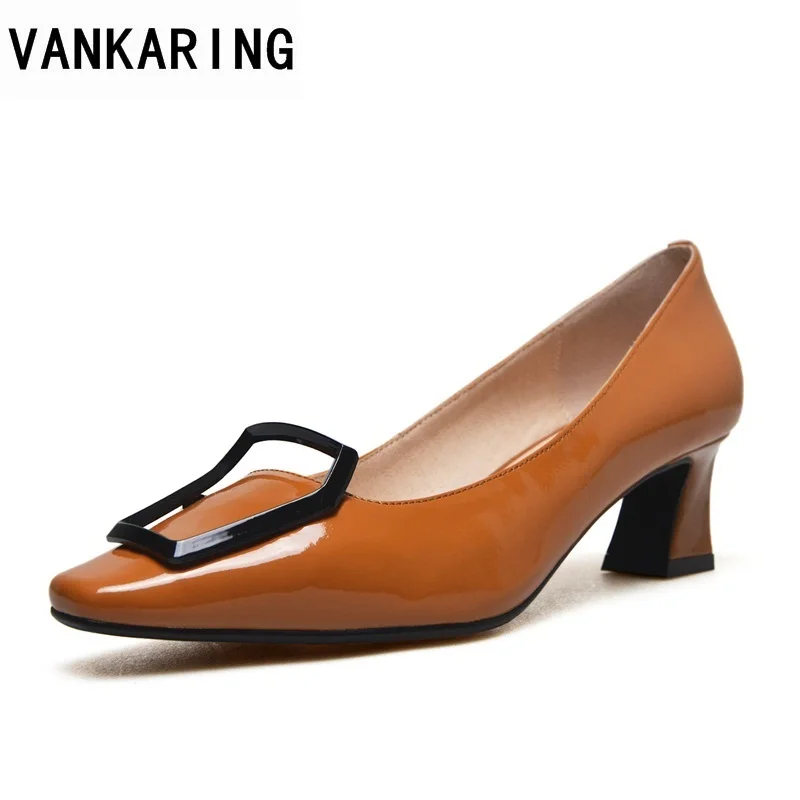 

VANKARING shoes woman pumps grace style square heel shoes ladies square toe spring autumn shoes women party office pumps size 39