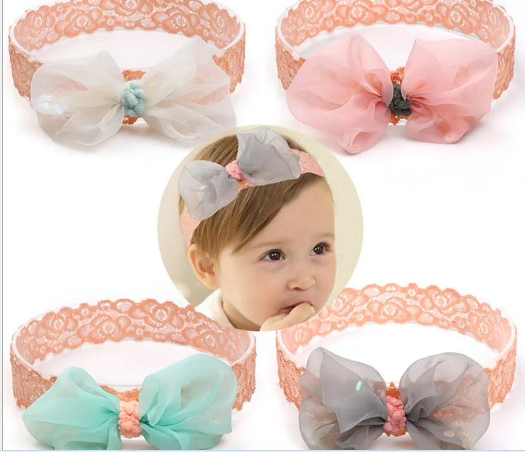 New Coming Girls Hair Bows,Newborn Lace Hair Bows Headband,Girls