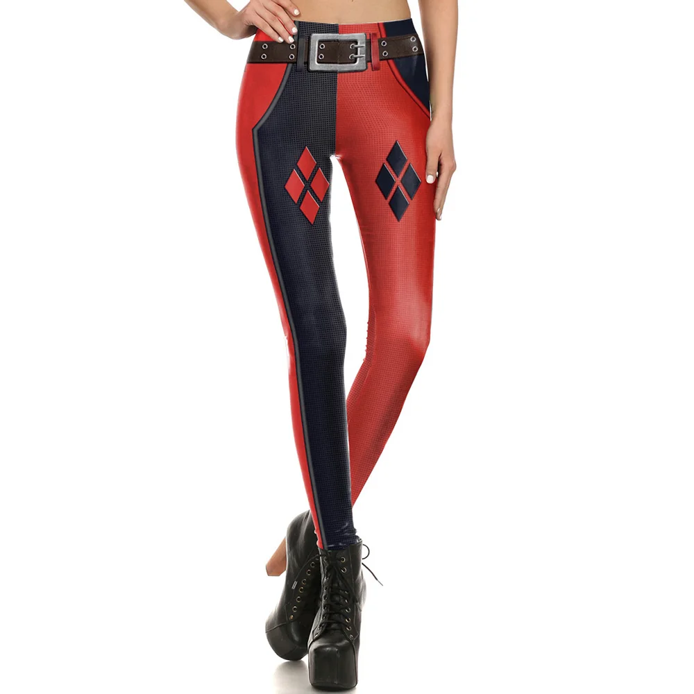 

KDK1644 Sexy Girl leggins Suicide Squad Harley Quinn Belt Printed Elastic Slim Fitness Women Jogging Sport Yoga Leggings Pants