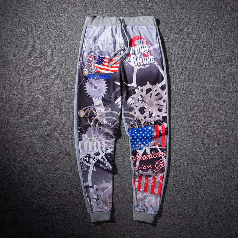 Mens Joggers Trousers 2018 Autumn&Winter High Quality Pants Printed Mechanical digital  pants men hip-hop Slacks Sweatpants