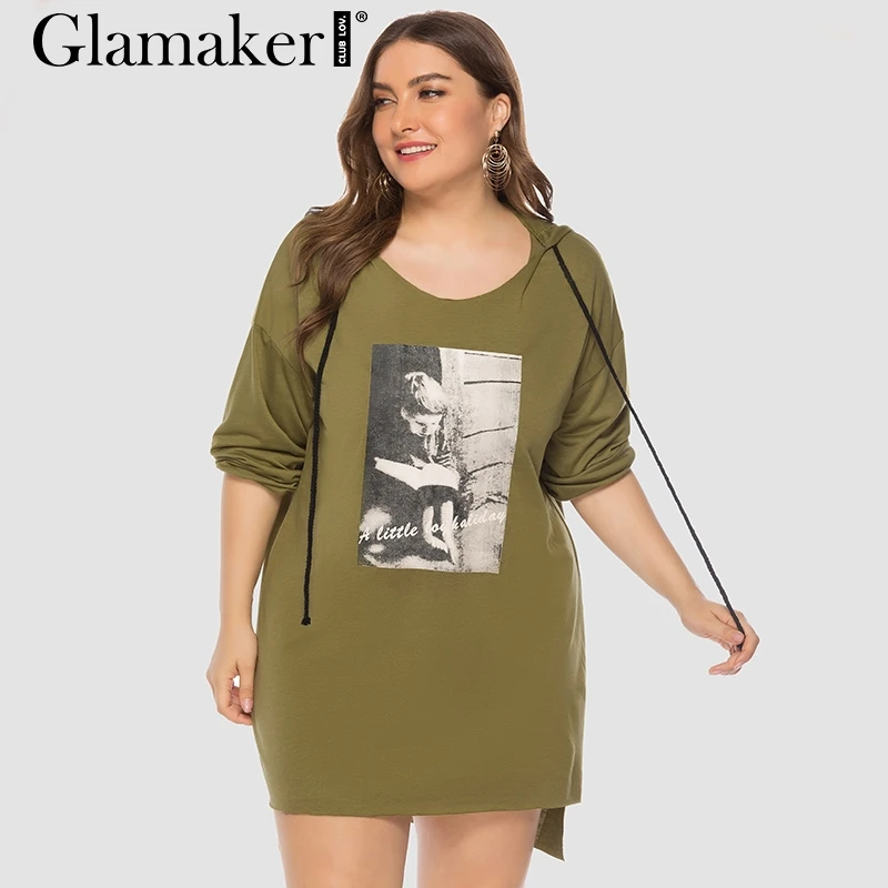 Женское трикотажное платье рубашка Glamaker черное повседневное мини большого