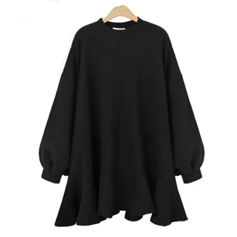 

2019 Autumn Winter European Women Hoodies Loose Plus Size 4XL Female Sweatshirts O-Neck Casual Solid Color Tops Brand Clothing