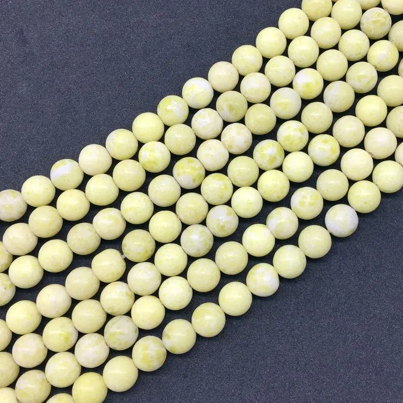 Natural Yellow Green Mustard Stone Beads Lemon Jades Spacer For DIY