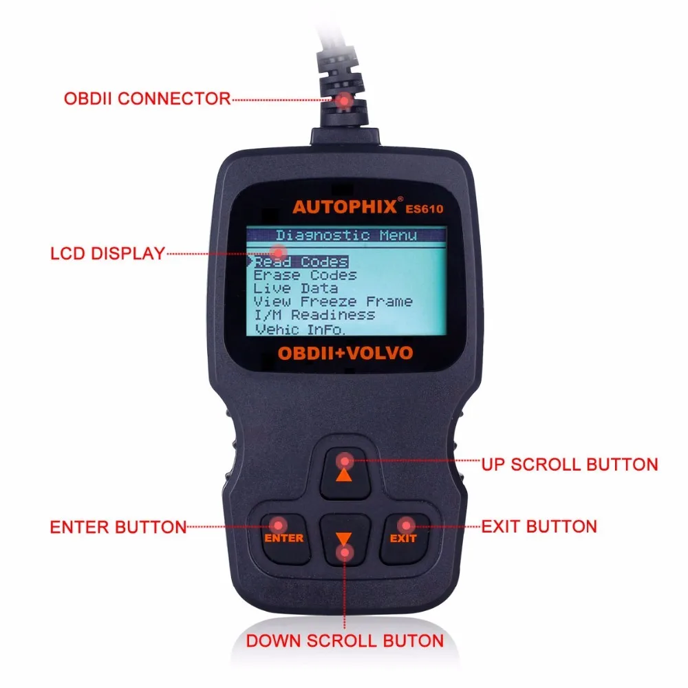 2017 оригинальные Autophix ES610 OBD2 код читателя и автомобильный диагностический сканер инструмент для XC60 XC70 XC90 S60 V40 V50 V70 S40 S80
