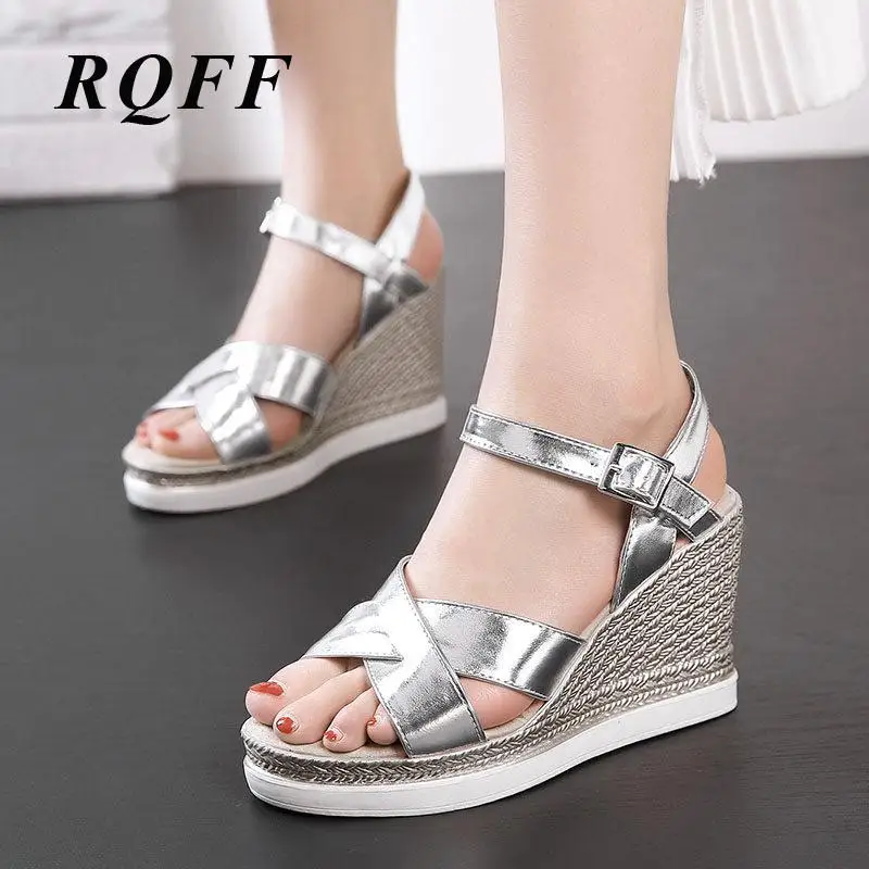 

Plus Size Sandals Platform Gladiator Sandals Handmade Womens Wedges Basic Casual Ankle Strap Solid High Heel Woman Summer Shoes