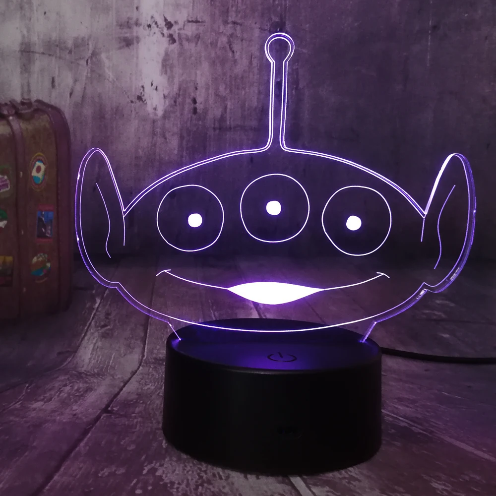  Toy Story Cute Green Alien Squeeze Toy Alien 3D LED Night Light Desk Lamp 7 Color Kid Toys Room Dec - 33005460422