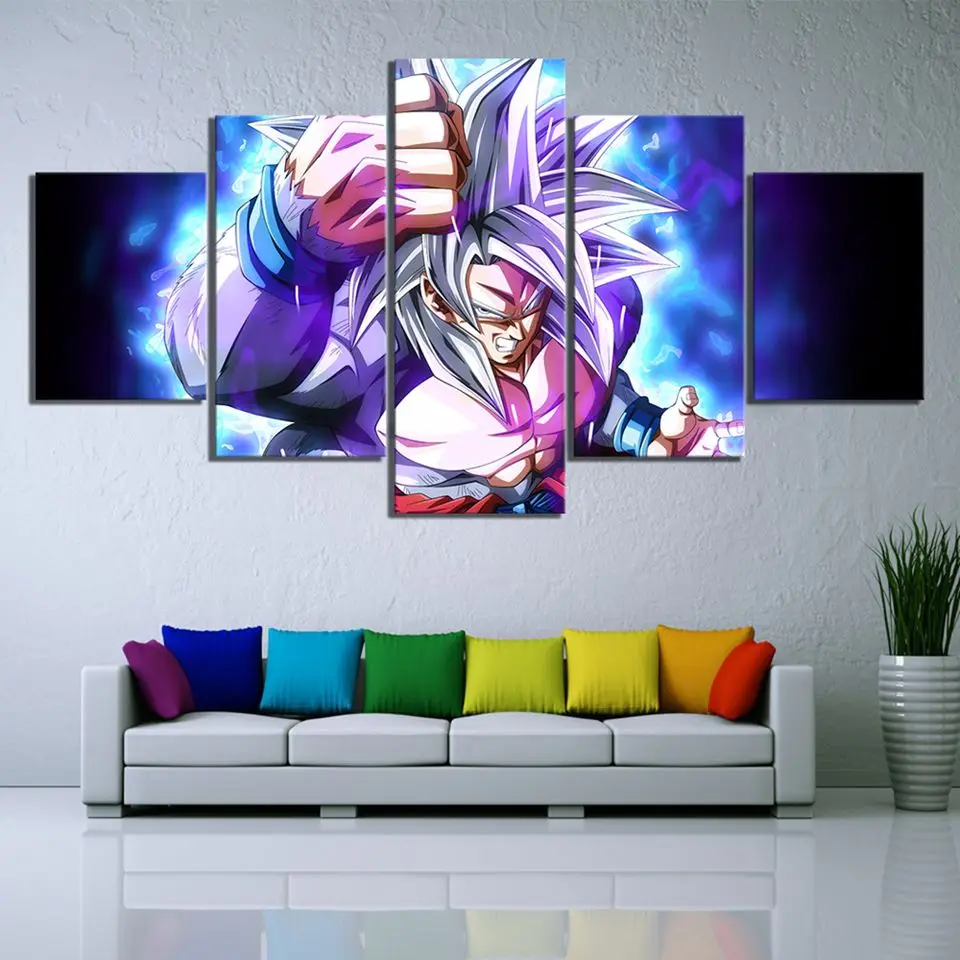 

Anima Goku Dragon Ball 5 Piece Modern HD Print Wall Art Canvas Art For Living Room Decor Painting Wall Art Painting Home Decor