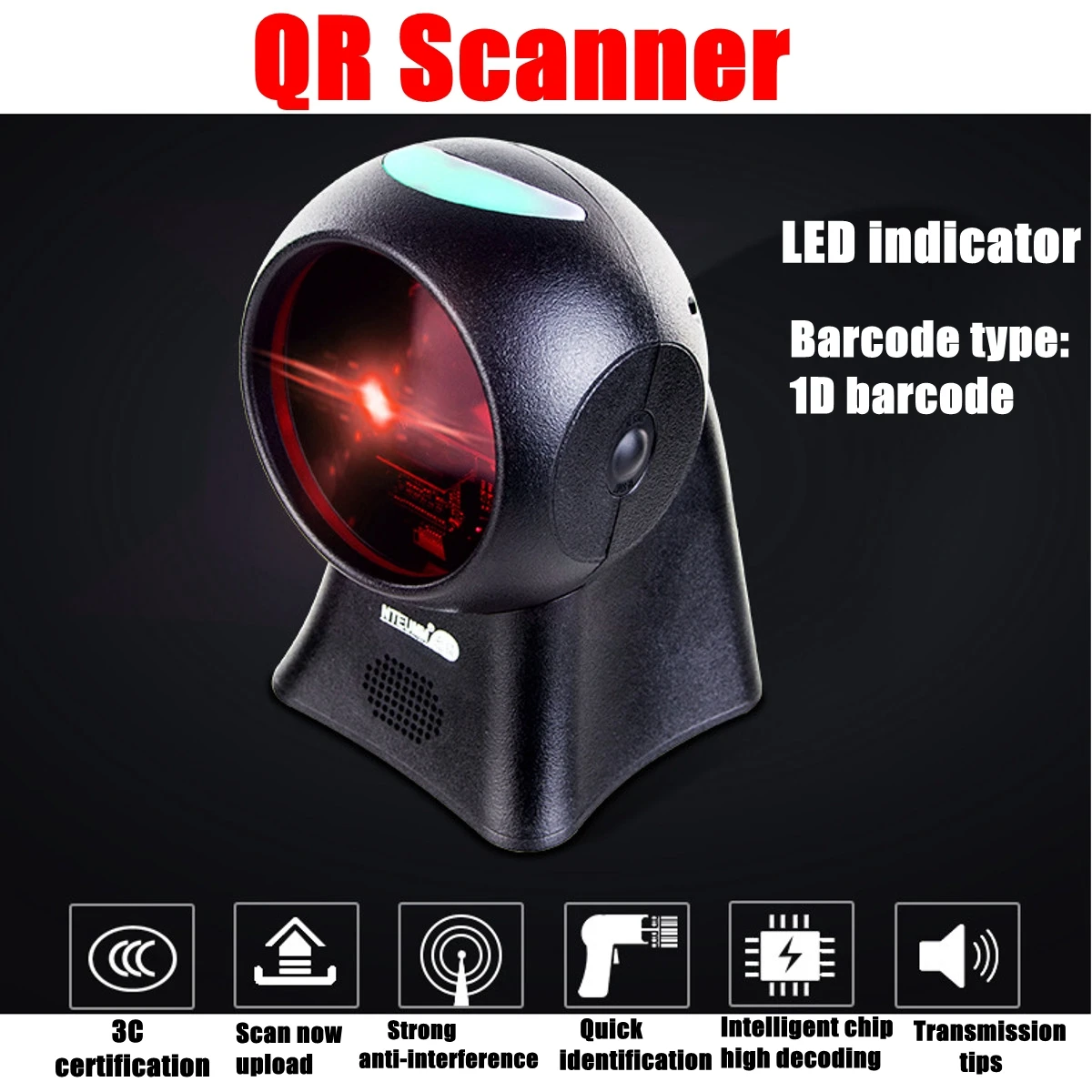 

NETUM NT-2020 Omnidirectional 1D Barcode Scanner High Speed Laser Desktop Hands-Free USB Bar Code Reader for Supermarket