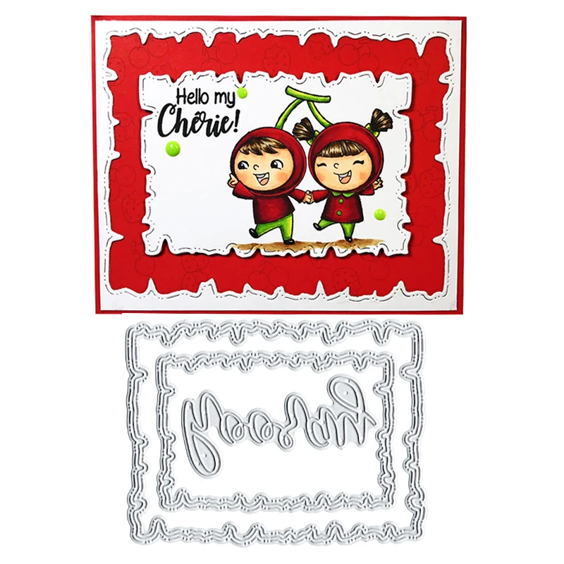 

Julyarts Cutting Dies Happy Letter Lace Edges Borders Metal Frame Scrapbooking Dies for Paper Cards DIY Embossing