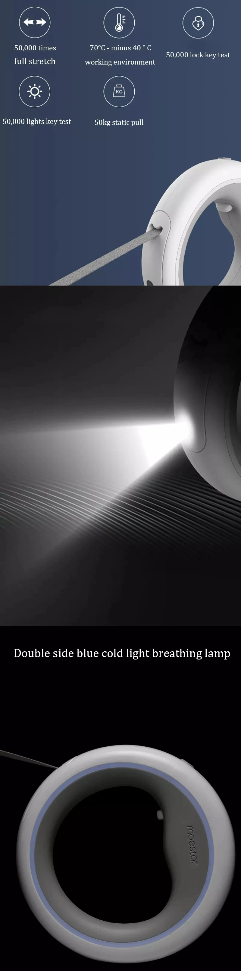 Xiaomi MOESTAR Retractable Dog Leash Ring Led lighting Flexible Pet collar Dog Puppy Traction Rope Belt Length 2.6M Smart Remote (2)