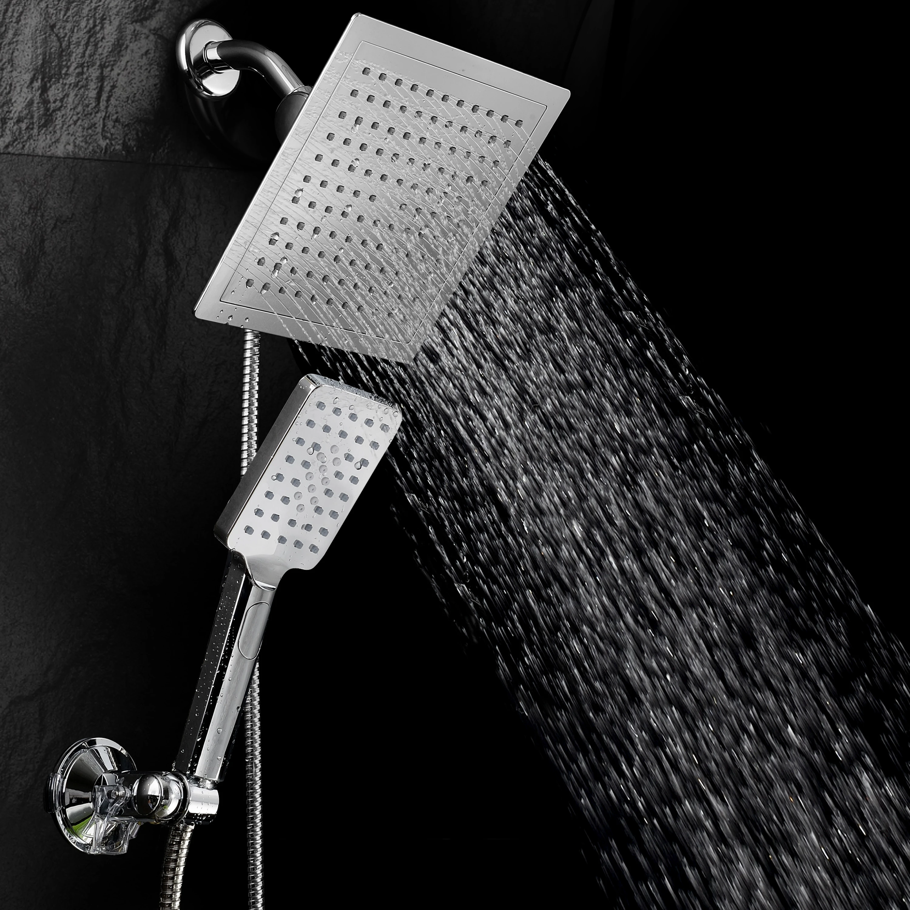 DreamSpa Ultra Luxury Rainfall Combo with Revolutionary Push Control Hand Shower (Square) (1)