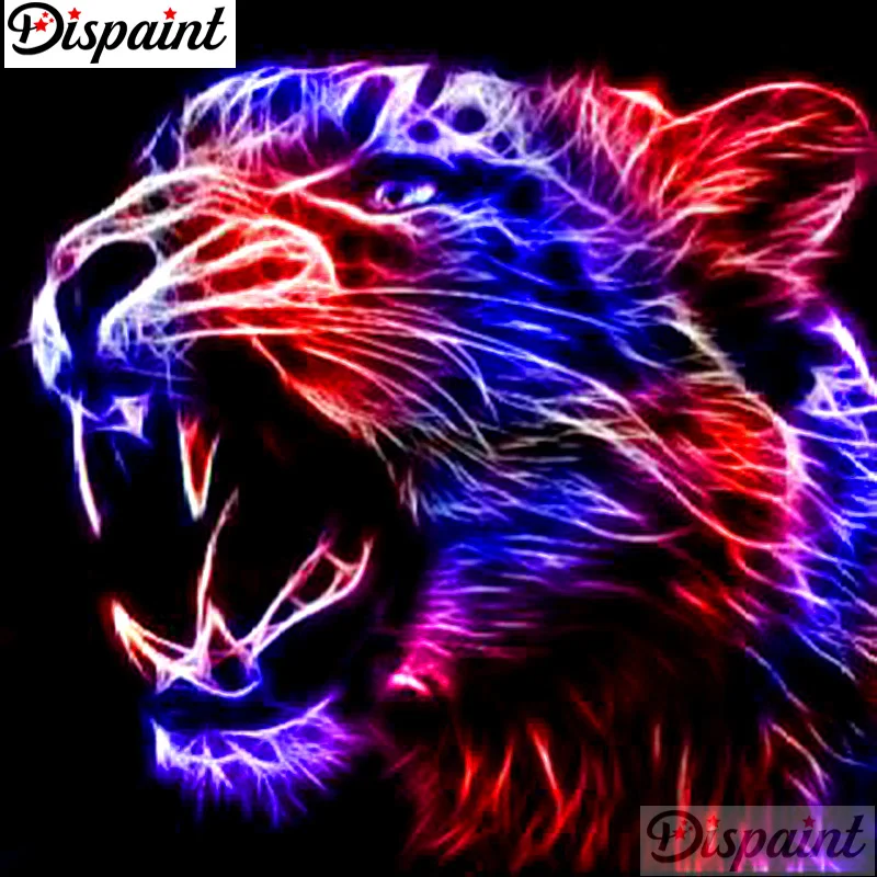 

Dispaint Full Square/Round Drill 5D DIY Diamond Painting "Animal tiger glow" Embroidery Cross Stitch 3D Home Decor Gift A11092