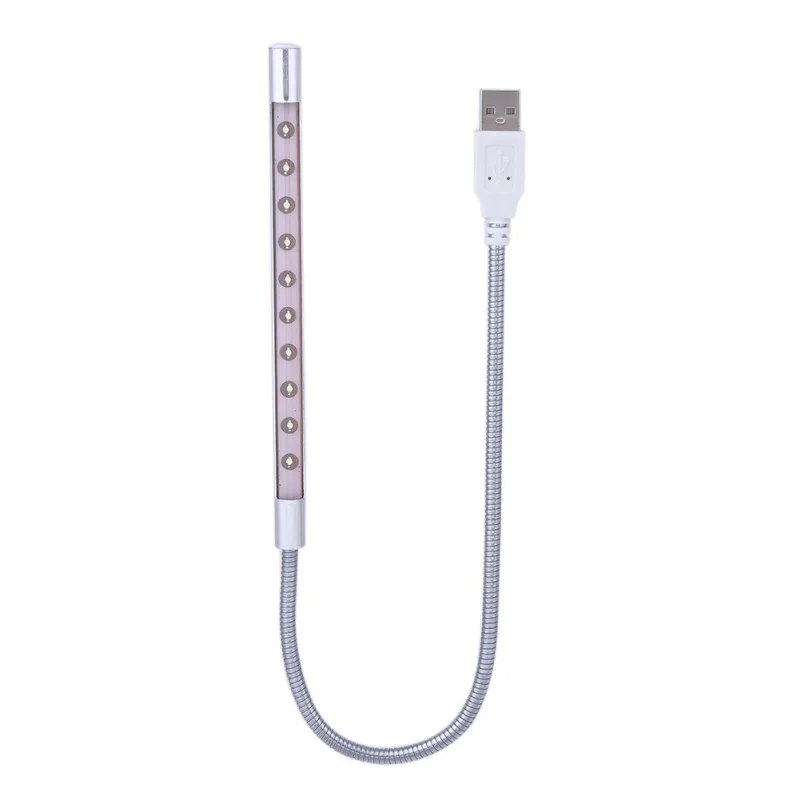 

10 LED New Portable Bar Lights Portable USB Flexible Stick Dimmable Touch Switch LED White Light for Laptop Computer (Silvery)