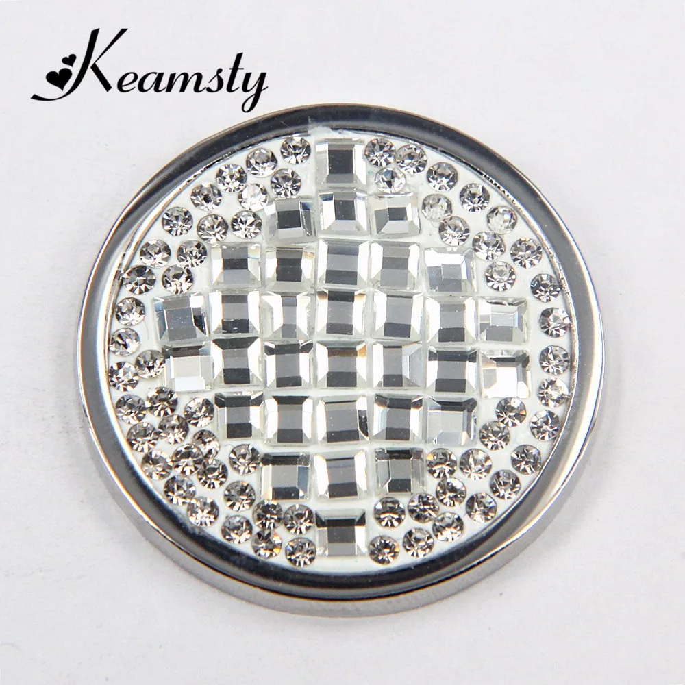 Keamsty Sliver With Clear Crystal Rhinestones 33MM Large Coin Pendant for Pendants My Coin 
