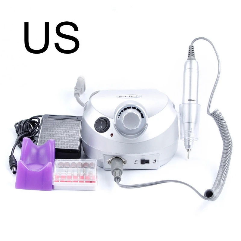 US With Version Silicone Case Anti-scald Handle 35000RPM Pro Electric Nail Drill Machine EU/Manicure Machine File Kit Nail Tools