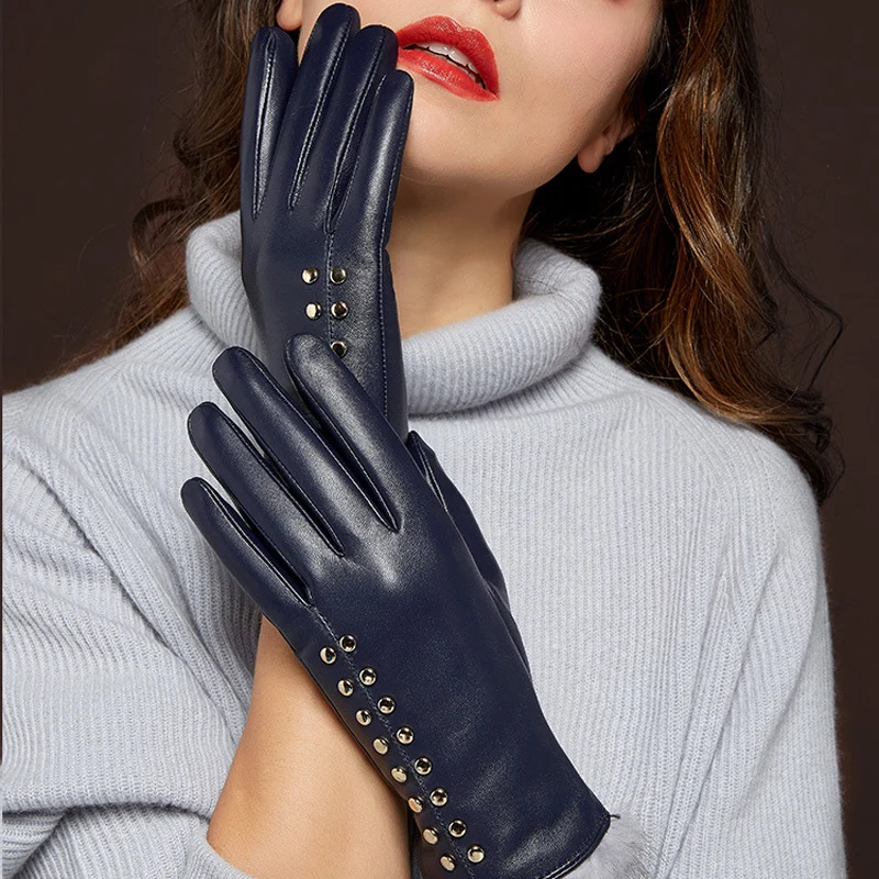 Genuine Leather Gloves Woman's Winter Mink Hair Touchscreen Sheepskin Gloves Plus Velvet Thicken Warm Driving Mittens MLZ035 Genuine Leather Gloves Woman's Winter Mink Hair Touchscreen Sheepskin Gloves Plus Velvet Thicken Warm Driving Mittens MLZ035